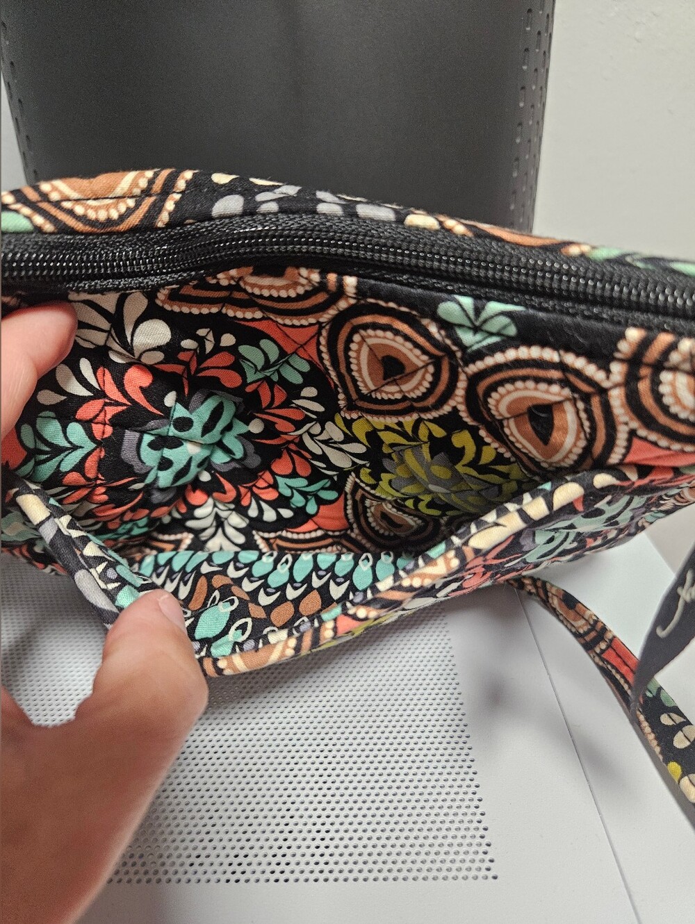 Vera Bradley Black Multi Floral Quilted Crossbody - Picture 4 of 5